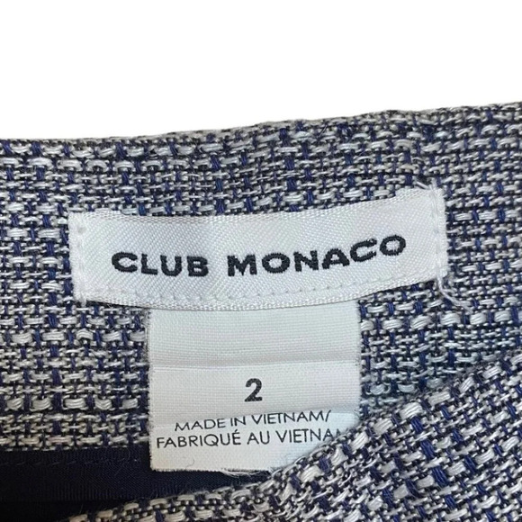 Club Monaco Sabrina Shorts Linen & Silk Tweed Marine Blue & Neon Green - Picture 5 of 5